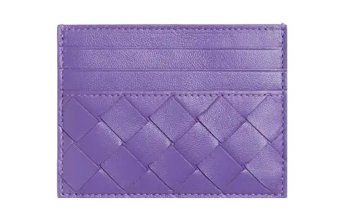Bottega Veneta Sheepskin With Cow Leather Card Holder Women's Purple