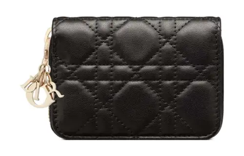 DIOR Lady Dior Sheepskin Wallet Small Women's Black