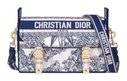 DIOR DiorCamp Pattern Embroidery Canvas Messenger Bag, Shoulder Bag, Crossbody Bag Small Women's Blue