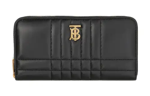 Burberry Lola Bag Quilting Lambskin Wallet Women's Black