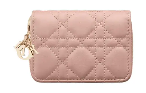 DIOR Lady Dior Sheepskin Wallet Small Women's Rose Pink