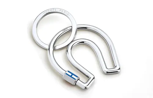 HERMES Cheval Keychain Unisex Silver