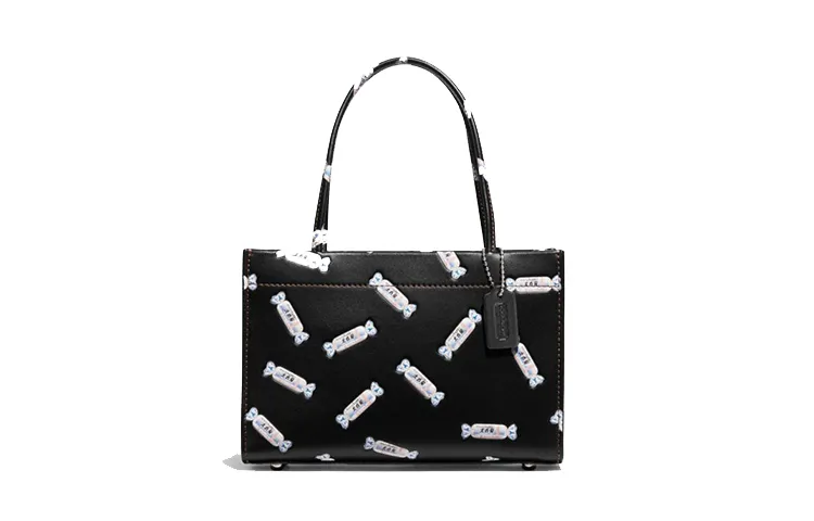 COACH X Big White Rabbit, Collaboration Cashin Cow Leather With Fabric Shoulder Bags Small Women's Black