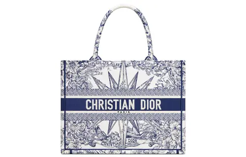 DIOR BookTote Embroidery Tote Bag, Shopping Bag, One Shoulder Handbag Medium Women's Blue/White