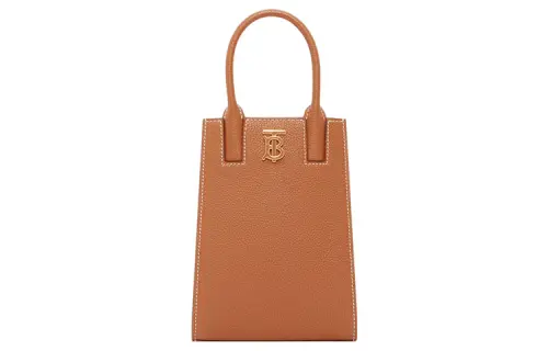Burberry Frances Calfskin Tote Bag, Shopping Bag, Handbag Mini Women's Warm Red Brown