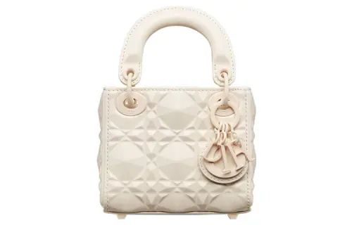 DIOR Lady Dior Calfskin Handbag Extra Mini Women's White