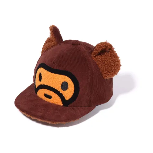 A BATHING APE Baseball Caps Kids Red Brown BWX
