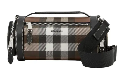 Burberry Check And Leather Sound Bag Dark Birch Brown/Black