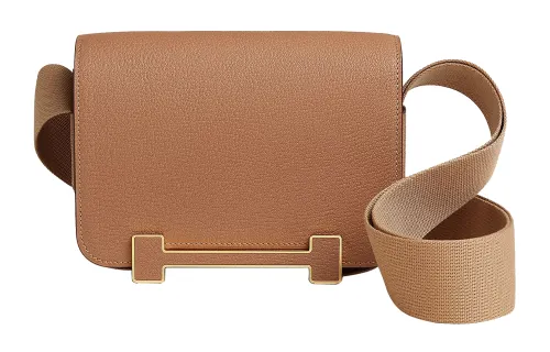 HERMES Geta Goatskin Wooden Sandal Bag, Crossbody Bag, Shoulder Bag Women's Milk Tea