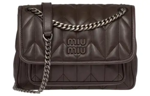 MIU MIU Matelassé Leather Shoulder Bag, Crossbody Bag Women's Brown