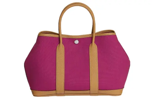 HERMES Garden Party Canvas With Negonda Calfskin Handbag 30 Women's Rose Purple/Cookie