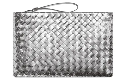 Bottega Veneta Sheepskin Clutch Large Women's Silver