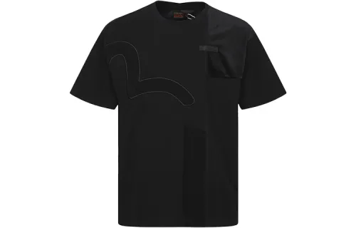 EVISU T Shirts Men's Black Crew Neck Moderate Straight Fit