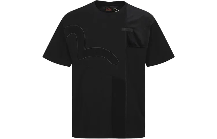 EVISU T Shirts Men's Black Crew Neck Moderate Straight Fit