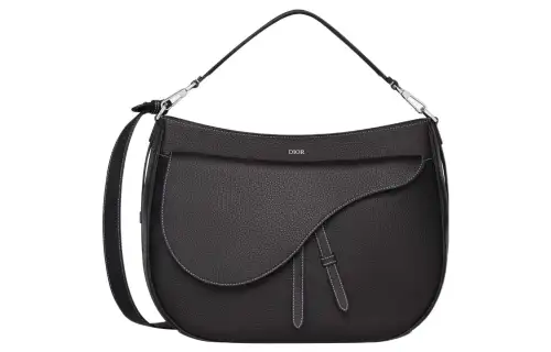 DIOR Saddle Grained Calfskin Shoulder Bag, Crossbody Bag, Handbag Men's Black