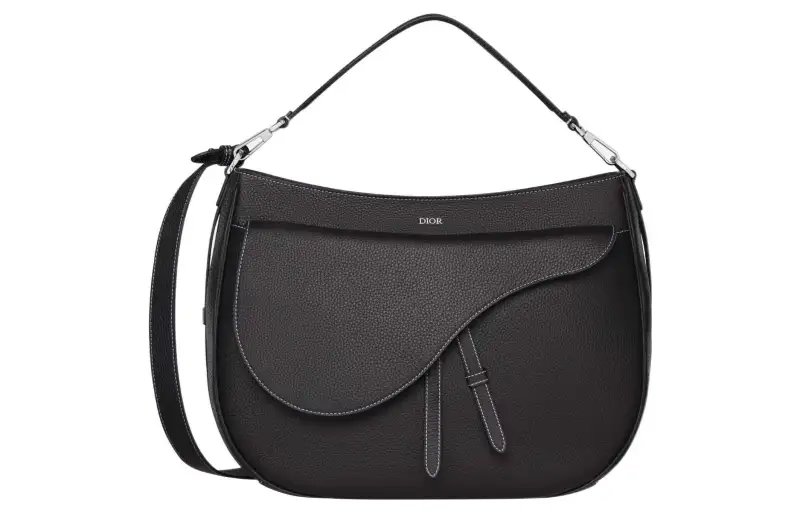 DIOR Saddle Grained Calfskin Shoulder Bag, Crossbody Bag, Handbag Men's Black