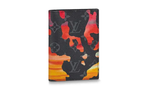 LOUIS VUITTON Coated Canvas Card Holder Passport Holder Men's Gray/Red