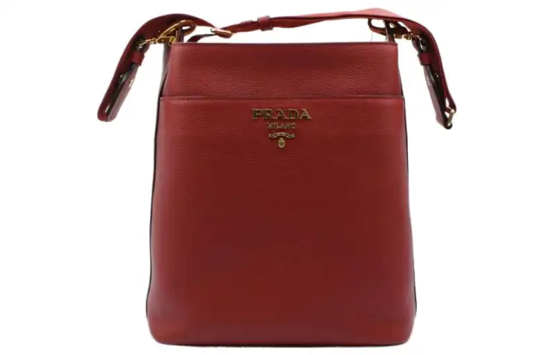 PRADA Leather Crossbody Bag, Shoulder Bag Women's Red