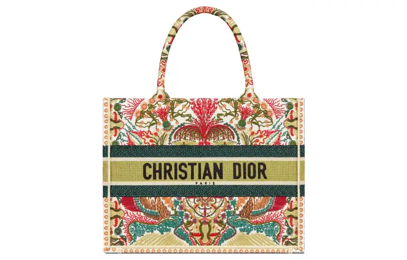 DIOR Embroidery Tote Bag, Shopping Bag, Handbag Medium Women's Multicolor