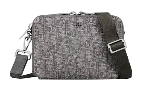 DIOR Jacquard Fabric One Shoulder Crossbody Clutch Men's Metallic