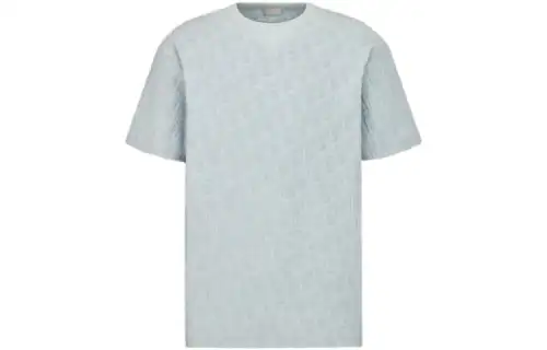 DIOR T Shirts Men's Blue Crew Neck Moderate Straight Fit