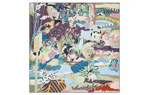 HERMES En Liberte Silk Scarf Women's Multicolor