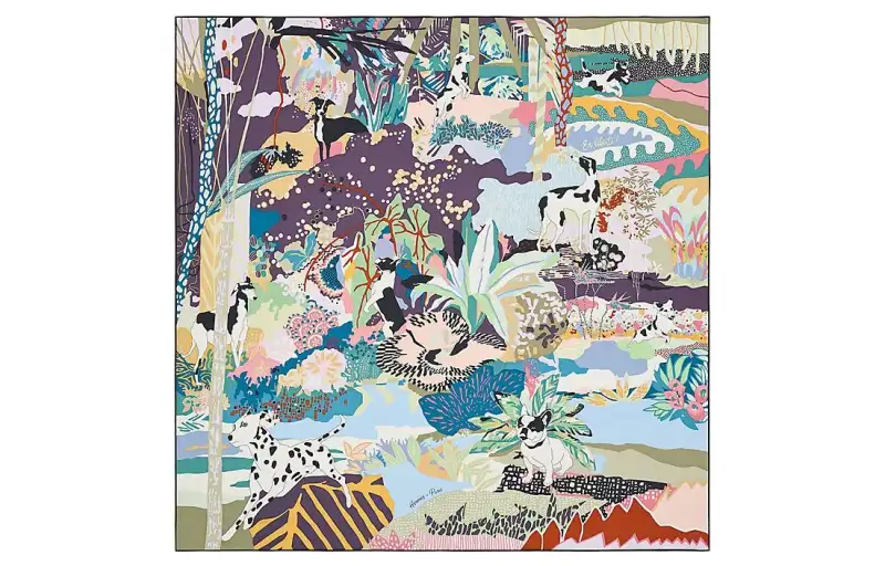 HERMES En Liberte Silk Scarf Women's Multicolor