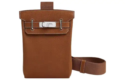 HERMES Hac A Dos Calfskin Crossbody Bags Small Men's 34 Fauve Light Tawny