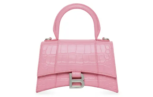 Balenciaga Hourglass Cow Leather Shoulder Bag, Crossbody Bag, Handbag Extra Small Women's Pink