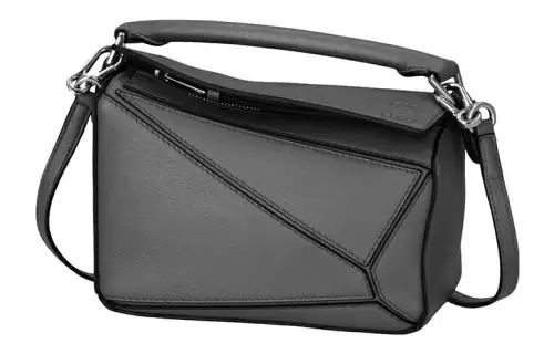 LOEWE Puzzle Cow Leather Handbag Mini Women's Gray Blue