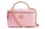 CHANEL 22K Autumn And Winter Sheepskin Box Bag, Makeup Bag, Shoulder Bag, Crossbody Bag, Handbag Women's Pink