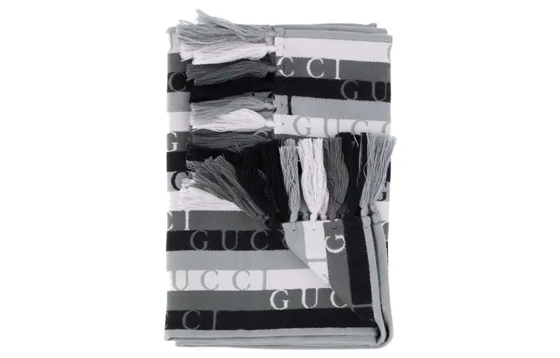 GUCCI Knit Scarves Men's Light Gray