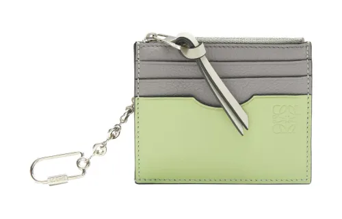 LOEWE Soft Grain Cow Leather Card Holder Women's Pearl Gray/Light Green