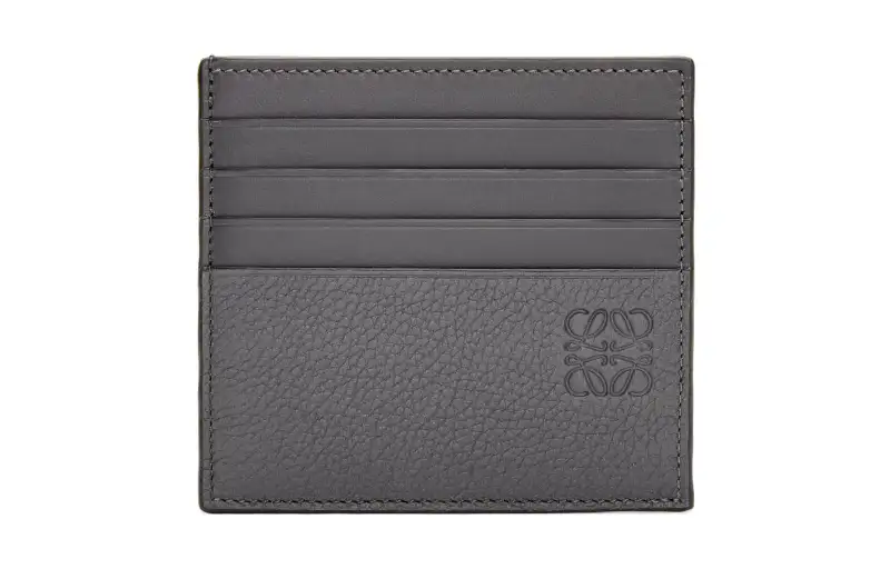 LOEWE Soft Grain Cow Leather Card Holder Men's Coal Gray