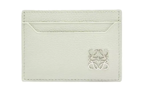 LOEWE Anagram Pebble Texture Cow Leather Card Holder Women's Light Cyan