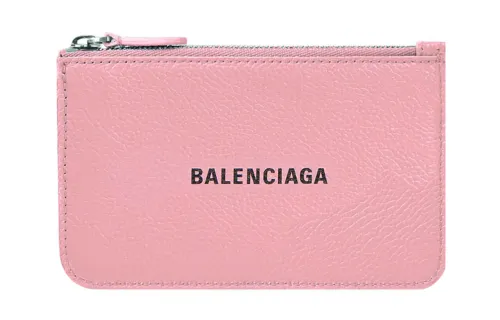 Balenciaga Grain Calfskin Card Holder, Wallet Large Women's Pink