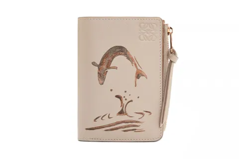 LOEWE Cow Leather Wallet Women's Nude