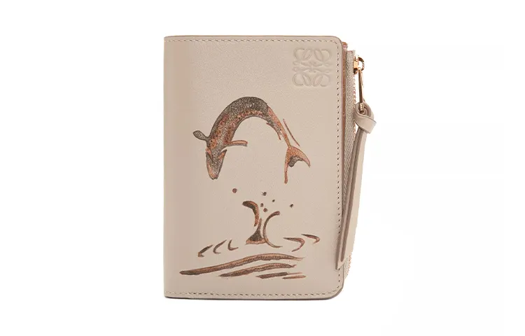 LOEWE Cow Leather Wallet Women's Nude
