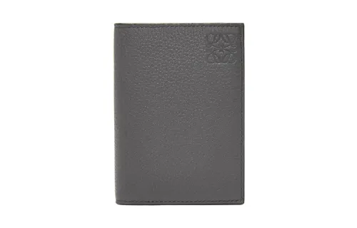 LOEWE Soft Grain Cow Leather Card Holder Men's Coal Gray