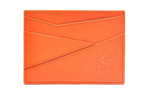 LOEWE Puzzle Cow Leather Card Holder Men's Orange