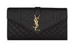 SAINT LAURENT Calfskin Envelope Bag Wallet Large Women's Black