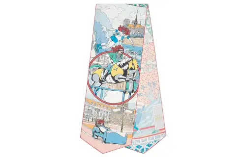HERMES Le Premier Chant Silk Scarf Women's Pink