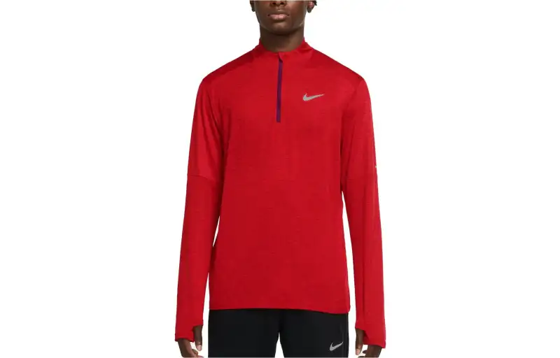 Nike T Shirts Men's Red Stand Collar Moderate Straight Fit