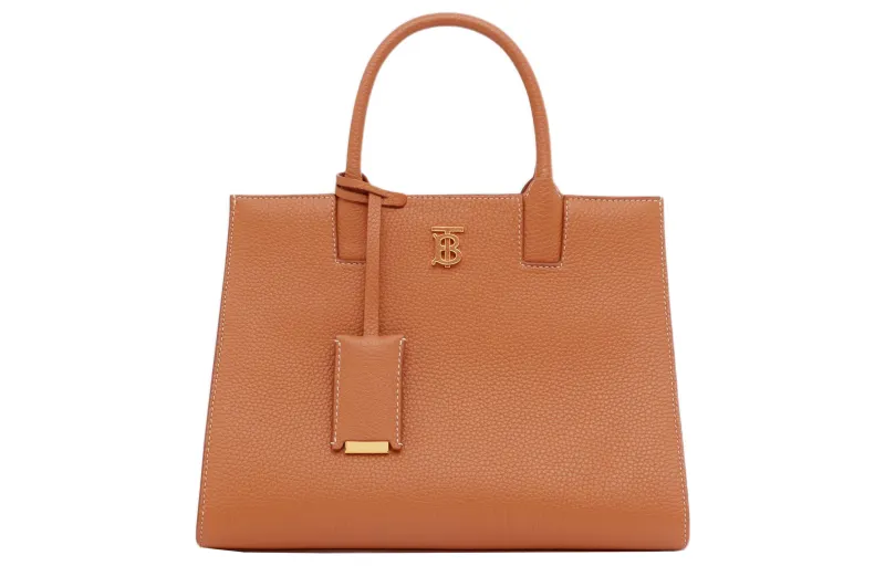 Burberry Brand Logo Leather Frances Bag, Shoulder Bag, Crossbody Bag, Handbag Mini Women's Warm Red Brown