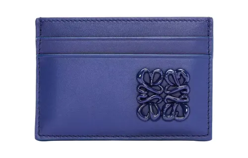 LOEWE Anagram Satin Cow Leather Card Holder Card Holder Women's Eggplant Purple Glaze