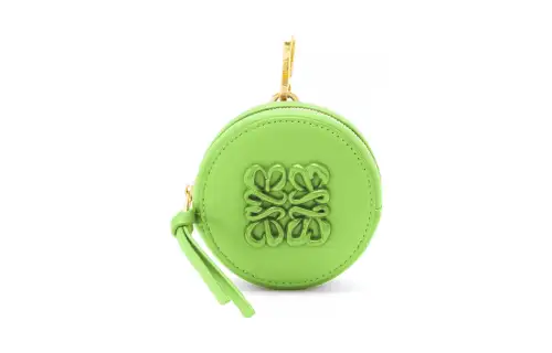 LOEWE Anagram Silk, Cow Leather Coin Purse Women's Turquoise Glaze