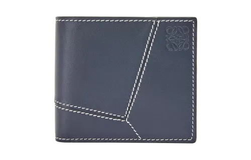 LOEWE Puzzle Smooth Cow Leather Wallet Men's Marine Blue