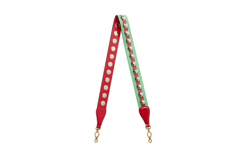 GUCCI Fabric With Leather Bag Straps Women's Green/Red