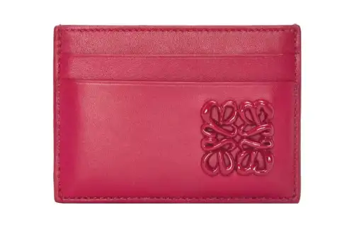 LOEWE Anagram Satin Cow Leather Card Holder Card Holder Women's Carmine Glaze