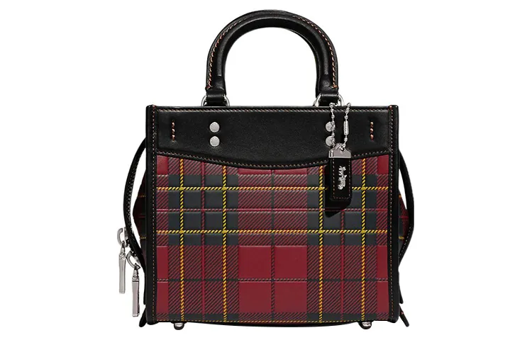 COACH Rogue Glove Tanned Leather Shoulder Bag, Crossbody Bag, Handbag Small Women's Red & Black